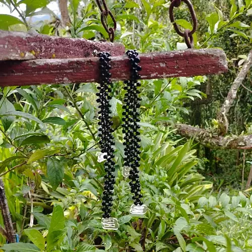 Tiras para brasier negro elásticas en chaquira