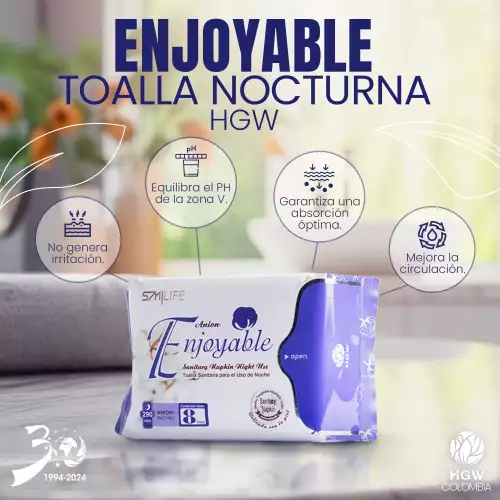 Toallas higiénicas noche con turmalina y aniones