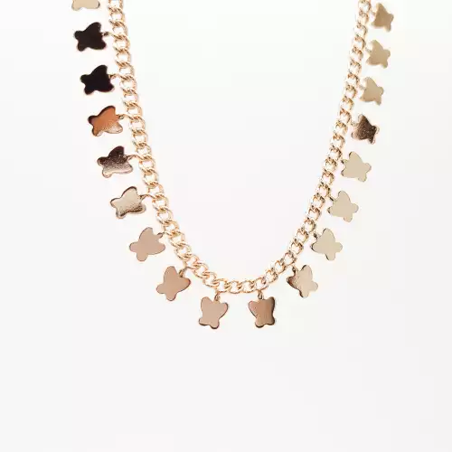 Tobillera ajustable con mariposas en rodio para mujer