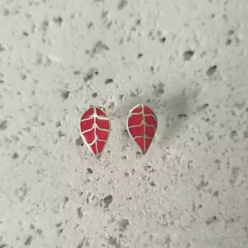 Topos hojas plata 950 con spondylus concha roja