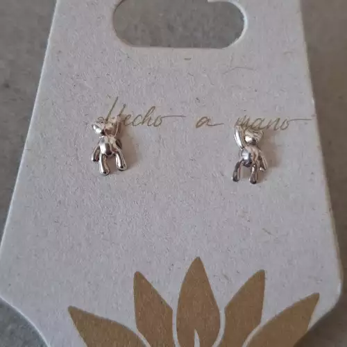 Topos mini ositos en plata 950 ley para niñas artesanal
