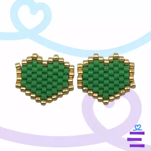 Topos tejidos en miyuki – Corazones verde