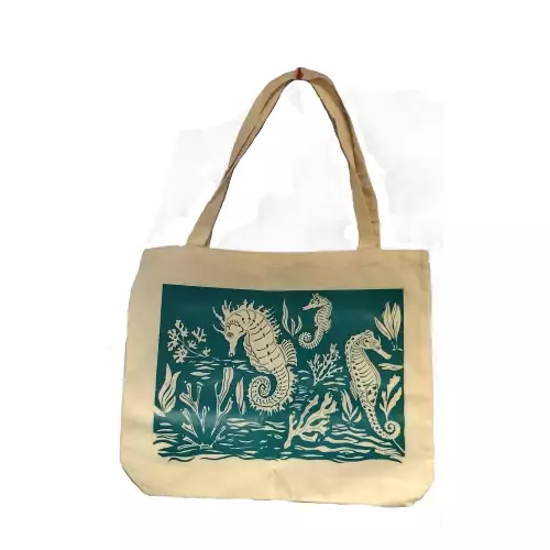Tote bag lienzo 100% algodón. Diseño: Hipocampos