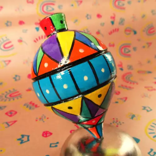 Trompo Mandala madera con cuerda diseño geometría sagrada