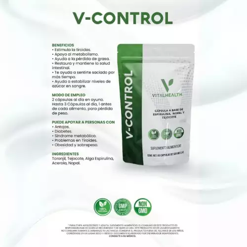 V-CONTROL 60 CÁPSULAS - ANSIEDAD - BAJA ABDOMEN - PIERDE PESO - ESTREÑIMIENTO