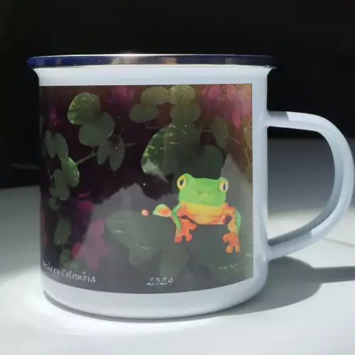 Vaso en acero inoxidable ranita + planta