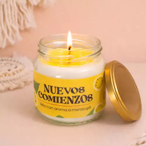 Vela aroma maracuyá 155 gr cera vaso medio