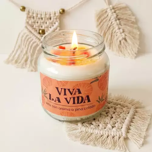 Vela aroma piña colada 155 gr cera vaso medio