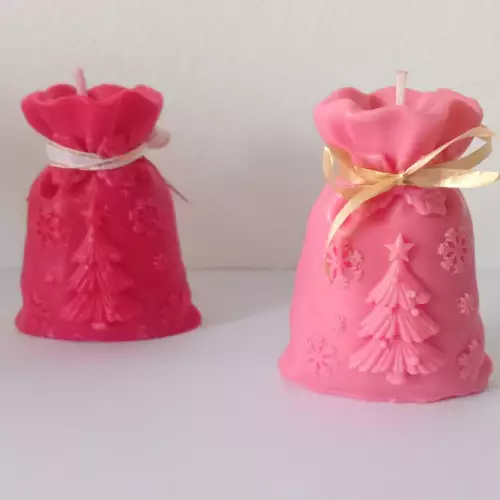Vela artesanal navidad cera vegetal diseño bolsa regalo