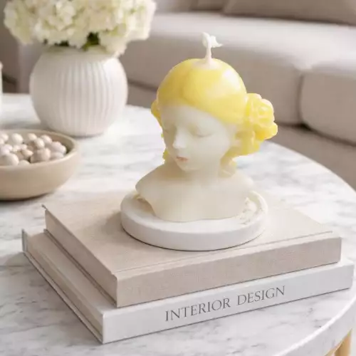 Vela dama busto artístico cera vegetal frutos rojos