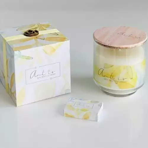 Vela decorativa con aroma en vidrio 7x8 cm