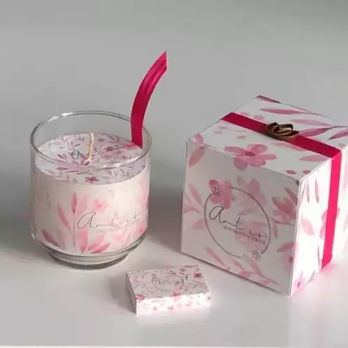 Vela decorativa estampada con aroma en vidrio 7x8cm