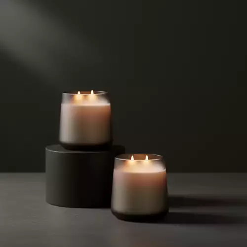 Vela decorativa Niebla doble pábilo vidrio premium