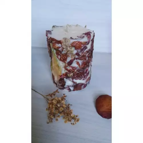 Vela decorativa pétalos de rosa en cera de soja