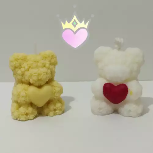 Vela osito corazón artesanal regalo romántico