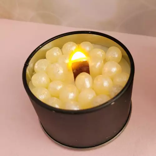 Vela perlas noche cera de palma con vaso bambú