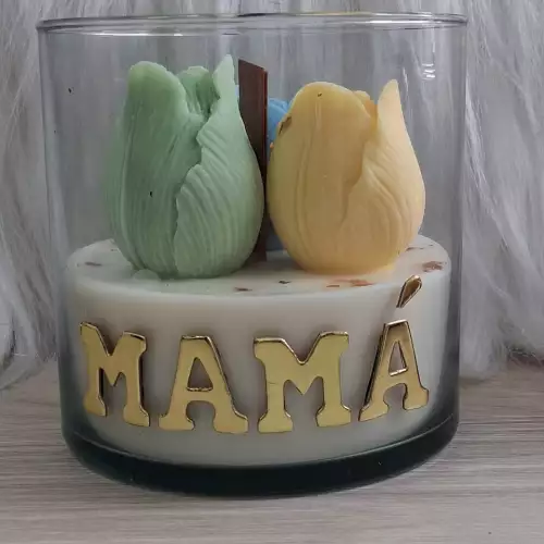 Vela tulipanes mamá cera soja aroma verbena