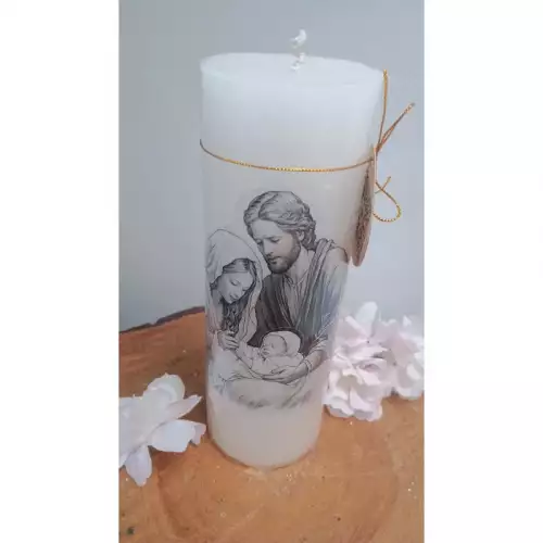 Velón Sagrada Familia para oración y decoración
