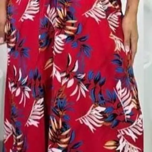 Vestido  Rojo con Estampado de Plantas TALLA L/XL