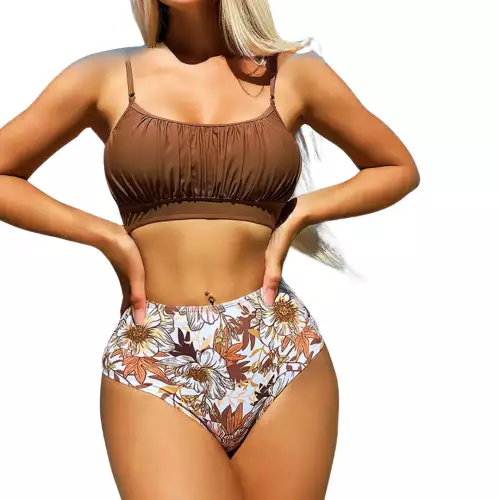 Vestido De Baño 2 Piezas Traje Bikini Alto TALLA M