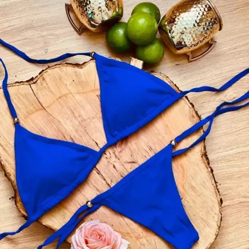 Vestido de baño asoleador azul rey con panty brasilera