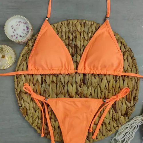 Vestido de baño asoleador naranja con panty brasilera