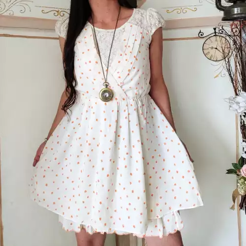 Vestido marfil vintage con encaje talla S/M
