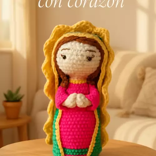 Virgen de Guadalupe tejida crochet amigurumi 20 cm