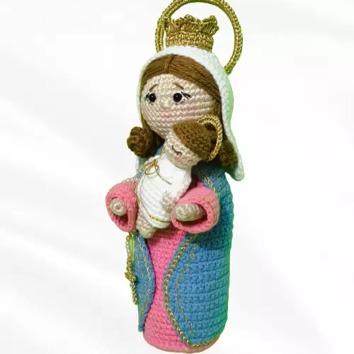 Virgen del Rosario amigurumi tejida a crochet 22 cm