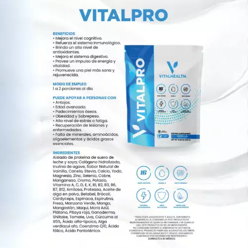 Vitalpro suplemento proteína colágeno minerales y vitaminas
