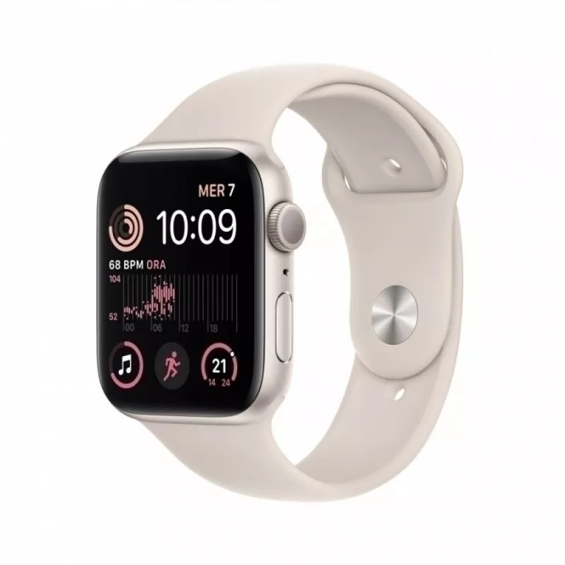 Apple Watch SE (GPS) - Caja de aluminio en blanco estrella de 44 mm - Correa deportiva blanco estrella - 