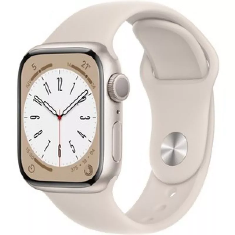 Apple Watch Series 8 (GPS) - Caja de aluminio en blanco estrella de 41 mm - Correa deportiva blanco estre