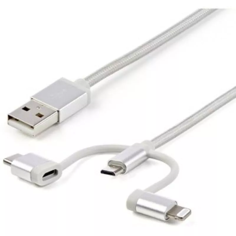 Cable de 1m USB a Lightning USB-C y Micro USB - Cable Cargador para TelÃ©fono MÃ³vil iPhone iPad Tablet