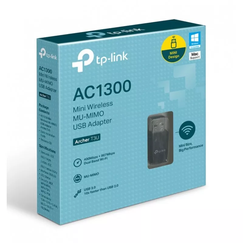 Mini Adaptador TP-LINK USB mini Inalámbrico MU-MIMO AC1300
