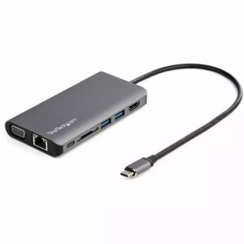 USB-C Multiport Adapter - HDMI or VGA - 100W PD - Attached 30 cm Host Cable - SD Card Reader - USB-C Mini