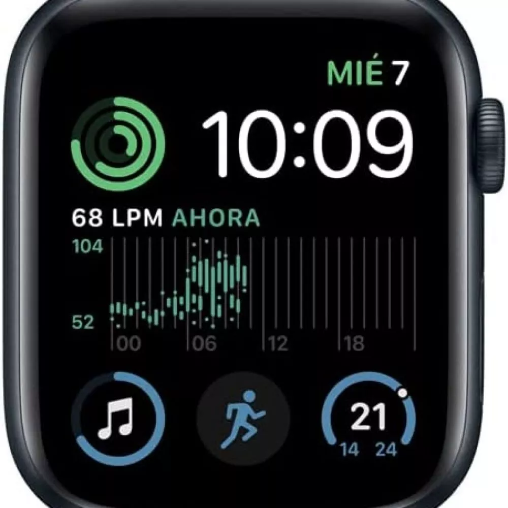 Apple Watch SE (GPS) - Caja de aluminio en color medianoche de 44 mm - Correa deportiva en color medianoc