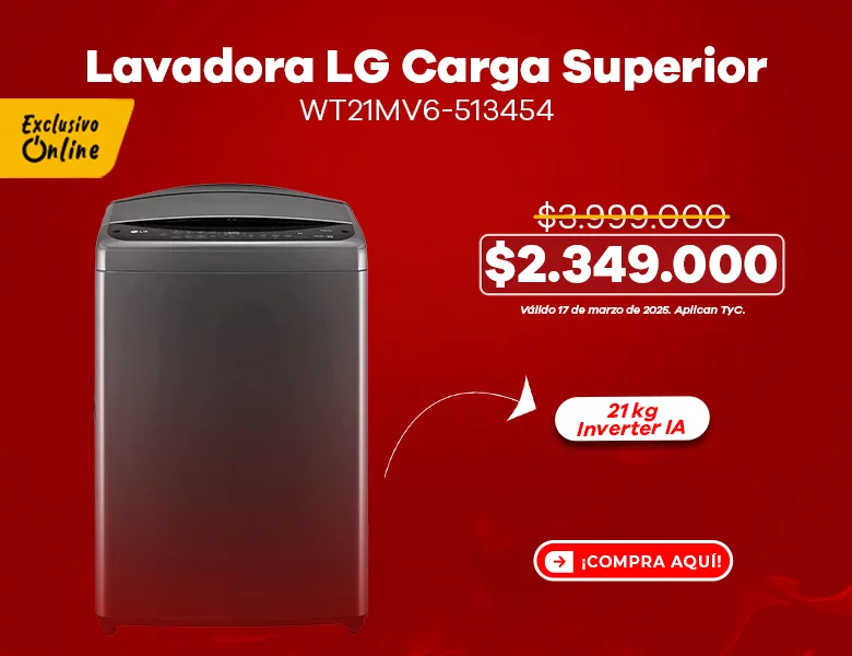 Lavadora LG 21 KG Carga Superior