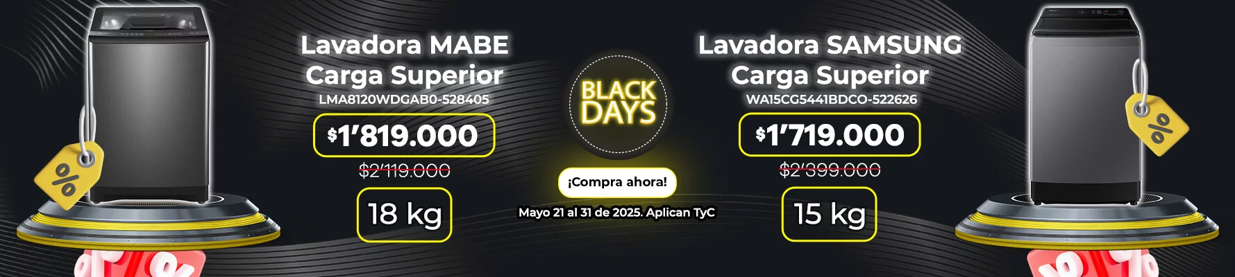 Lavadoras Samsung y Mabe