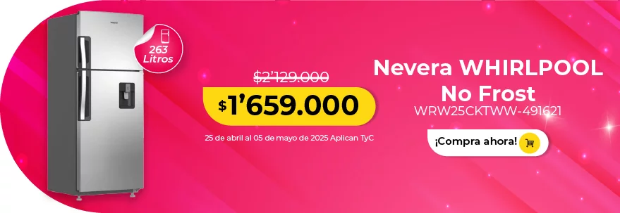 Nevera Whirlpool 263 Litros No Frost en Oferta