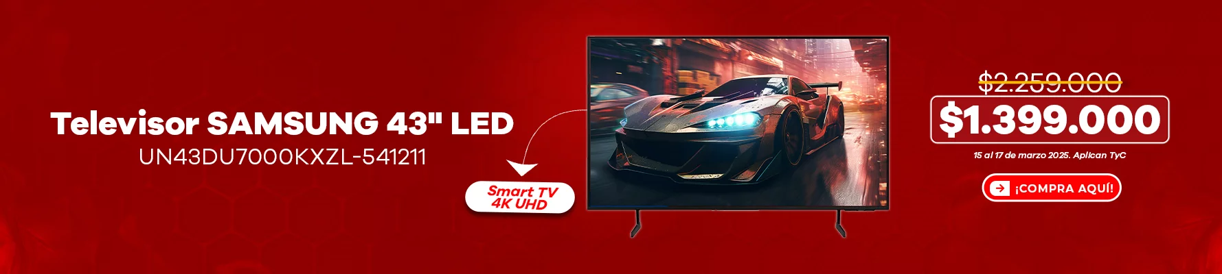 Televisor Samsung 43 UHD 4K Smart TV