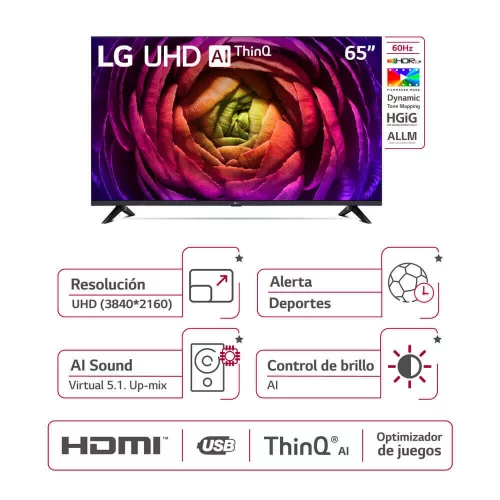 Televisor LG 65 Pulgadas 4K UHD Smart Tv 65UR7300PSA - Mercacentro