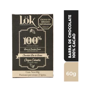 Chocolate Lok 100 % Barra Chocolate Oscuro x 60 g