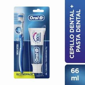 Crema Oral B 100% 66 ml + Cepillo Precio Especial