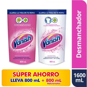 Desmanchador Vanish Líquido Rosa 800 ml + Blanco 800 ml