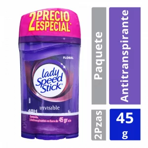 Desodorante Lady Speed Stick Invisible Floral Barra 45g x 2und