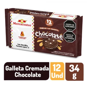 Galleta Mercacentro Cremada Chocolate x 12 und
