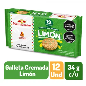 Galleta Mercacentro Cremada Limón x12 und 408 g