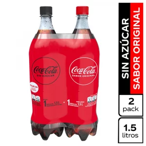 Gaseosa Coca Cola Original 1.5 L + Coca Cola Zero 1.5 L
