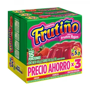 Gelatina Frutiño Np 3 x 35 g Fresa Cereza Frutos Rojos