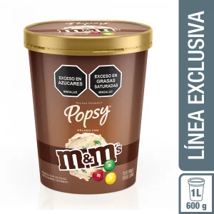 Helado Popsy M&M Vainilla 1 Litro/600 g